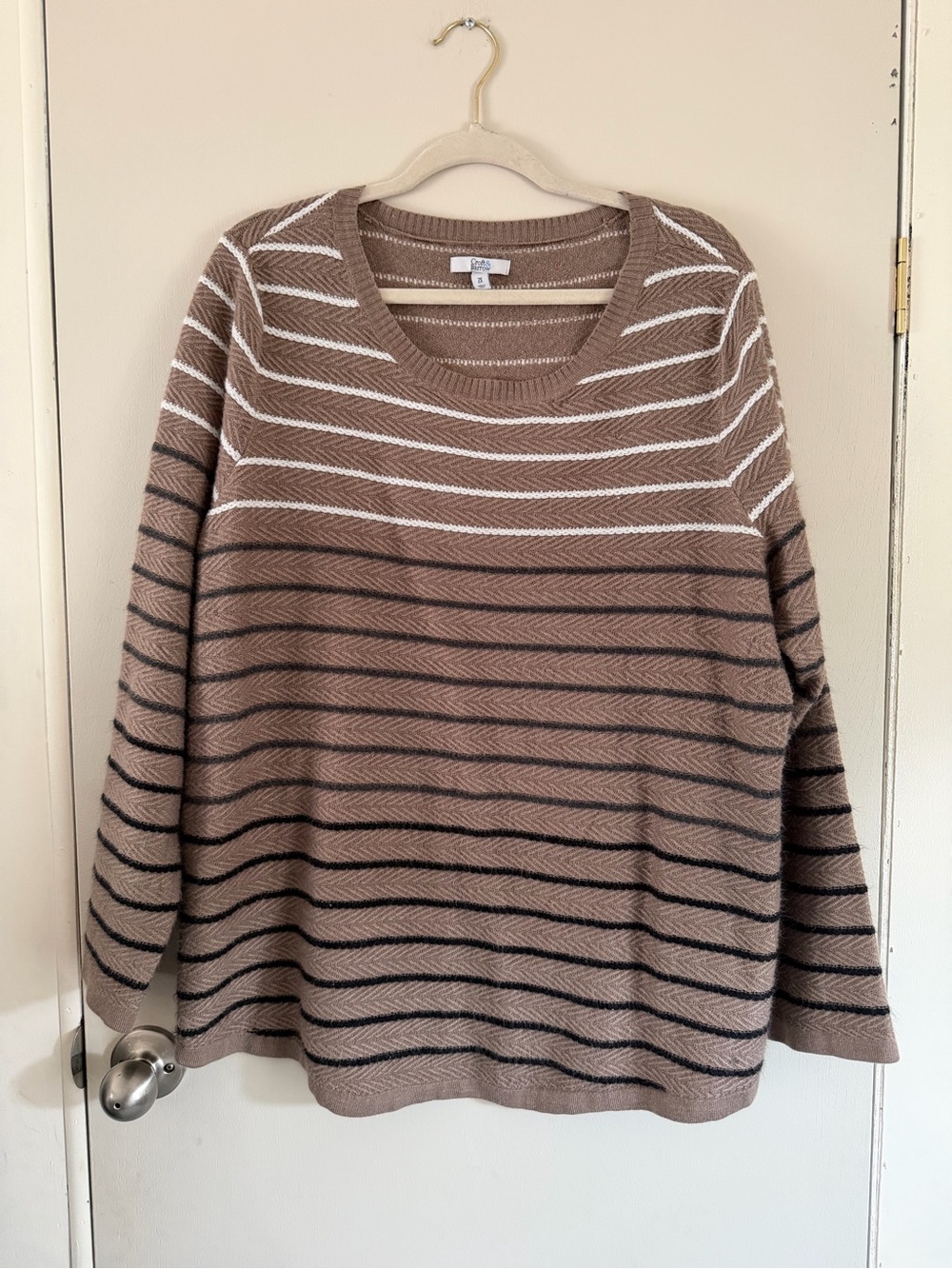 croft & barrow Taupe Striped Crewneck Sweater